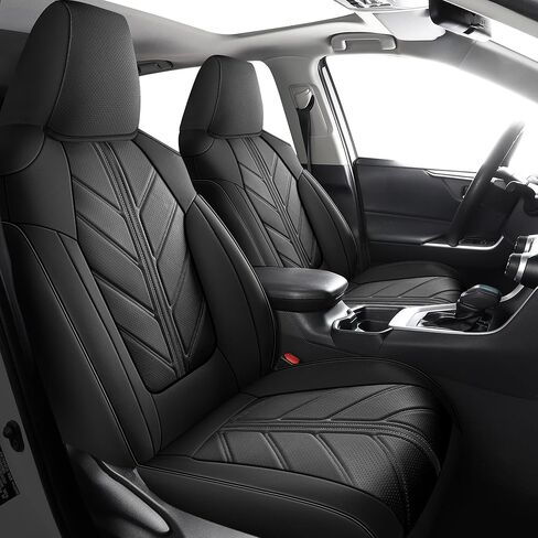 LINGVIDO Full Set Car Seat Covers Custom fit Toyota RAV 4 Hybrid LE XLE Limited 2019 2020 2021 2022 2023 2024 Waterproof Faux Leather Automotive Seat Cover in Saudi Arabia