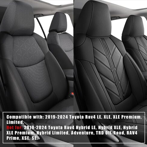 LINGVIDO Full Set Car Seat Covers Custom fit Toyota RAV 4 Hybrid LE XLE Limited 2019 2020 2021 2022 2023 2024 Waterproof Faux Leather Automotive Seat Cover in Saudi Arabia