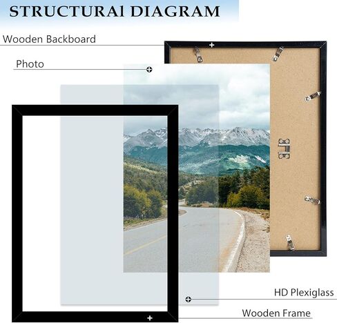 12x17 Picture Frame Black for Wall Hanging, Wood 12 x 17 Frame Photo Frame for Wall Horizontally or Vertically, Black, 2 Pack in Kuwait