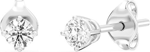 أقراط مرصعة بالألماس من Gilded Lab Grown Solitaire للنساء على شكل دائري من الفضة الإسترليني 925 ذات 4 شوكات (لون F-G وSI1-SI2) in Kuwait