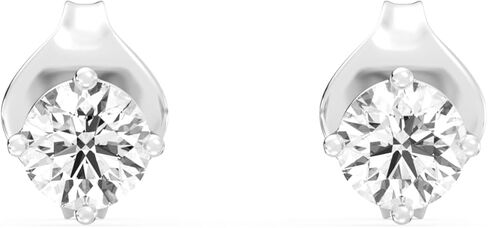أقراط مرصعة بالألماس من Gilded Lab Grown Solitaire للنساء على شكل دائري من الفضة الإسترليني 925 ذات 4 شوكات (لون F-G وSI1-SI2) in Kuwait