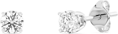 أقراط مرصعة بالألماس من Gilded Lab Grown Solitaire للنساء على شكل دائري من الفضة الإسترليني 925 ذات 4 شوكات (لون F-G وSI1-SI2) in Kuwait