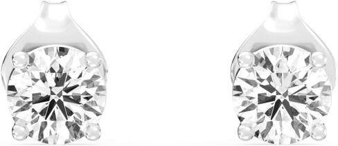 أقراط مرصعة بالألماس من Gilded Lab Grown Solitaire للنساء على شكل دائري من الفضة الإسترليني 925 ذات 4 شوكات (لون F-G وSI1-SI2) in Kuwait