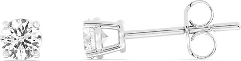 أقراط مرصعة بالألماس من Gilded Lab Grown Solitaire للنساء على شكل دائري من الفضة الإسترليني 925 ذات 4 شوكات (لون F-G وSI1-SI2) in Kuwait