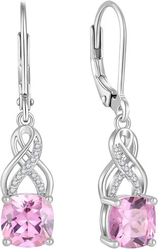 Square Princess Cut Dangle Drop Earrings 925 Sterling Silver Infinity Leverback Earrings Birthstone Jewelry Gifts for Women in Kuwait