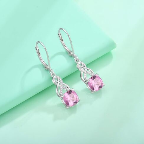 Square Princess Cut Dangle Drop Earrings 925 Sterling Silver Infinity Leverback Earrings Birthstone Jewelry Gifts for Women in Kuwait