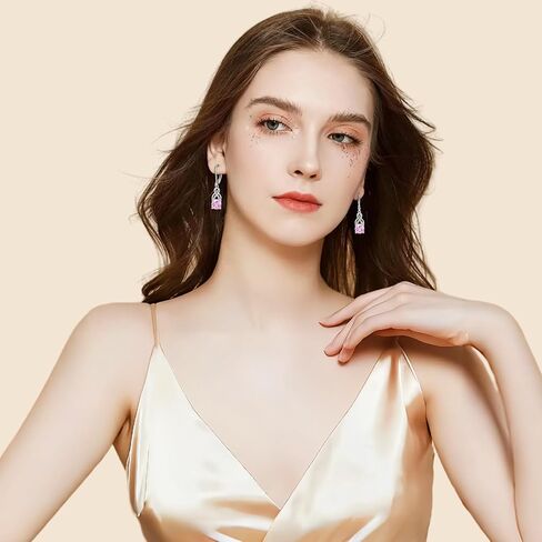 Square Princess Cut Dangle Drop Earrings 925 Sterling Silver Infinity Leverback Earrings Birthstone Jewelry Gifts for Women in Kuwait