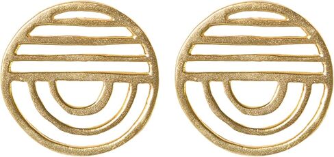 INK+ALLOY أقراط دائرية هندسية للنساء، أقراط زر بوهو معدنية من النحاس كوكو، مجوهرات مصنوعة يدويًا لا تسبب الحساسية للبوهيمي الحديث، 2.54 سم L (ذهبي) in Kuwait