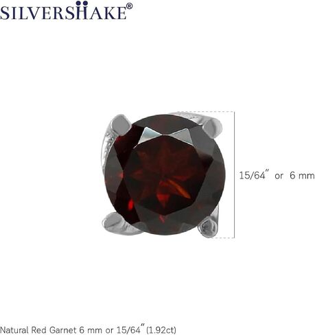 Silvershake 6 مم شكل دائري أحجار كريمة جوهرة الميلاد مطلية بالذهب الأبيض أو مطلية بالذهب الأصفر 925 من الفضة الإسترلينية لملابس الأعمال أقراط بسيطة للنساء أو المراهقين in Saudi Arabia