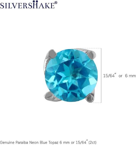 Silvershake 6 مم شكل دائري أحجار كريمة جوهرة الميلاد مطلية بالذهب الأبيض أو مطلية بالذهب الأصفر 925 من الفضة الإسترلينية لملابس الأعمال أقراط بسيطة للنساء أو المراهقين in Saudi Arabia