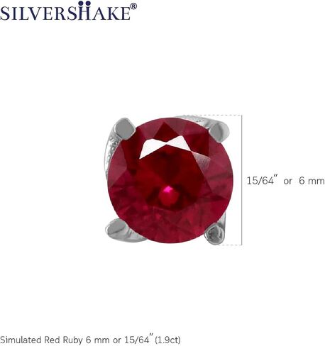 Silvershake 6 مم شكل دائري أحجار كريمة جوهرة الميلاد مطلية بالذهب الأبيض أو مطلية بالذهب الأصفر 925 من الفضة الإسترلينية لملابس الأعمال أقراط بسيطة للنساء أو المراهقين in Saudi Arabia