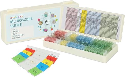 Microscope Slides with Specimens for Kids, 60 Lab-Grade Prepared Microscope Slides, Animal/Plant/Microbe/Tissue Samples, STEM Biology Kit for Homeschool, Classroom Labs & Science Education in Saudi Arabia