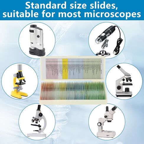 Microscope Slides with Specimens for Kids, 60 Lab-Grade Prepared Microscope Slides, Animal/Plant/Microbe/Tissue Samples, STEM Biology Kit for Homeschool, Classroom Labs & Science Education in Saudi Arabia