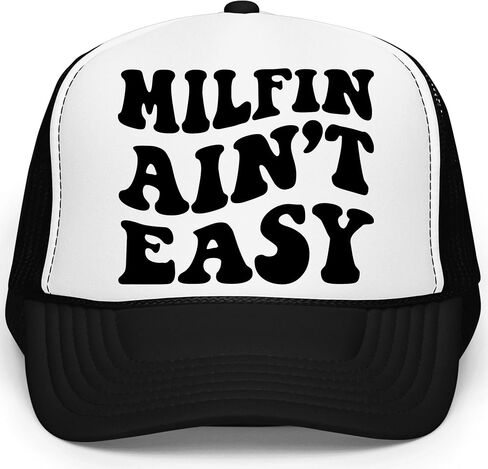 Milfin Ain't Easy Funny Classic 5 Panel Mesh Snap Back Trucker Hat in Kuwait