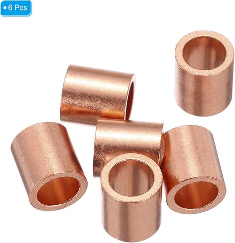 PATIKIL 3/8"/ 6mm Wire Rope Stop Sleeve, 6 Pack Copper Crimping Loop Sleeve End for Wire Rope Cable Ferrule, Gold Tone in Saudi Arabia