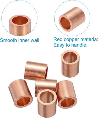 PATIKIL 3/8"/ 6mm Wire Rope Stop Sleeve, 6 Pack Copper Crimping Loop Sleeve End for Wire Rope Cable Ferrule, Gold Tone in Saudi Arabia