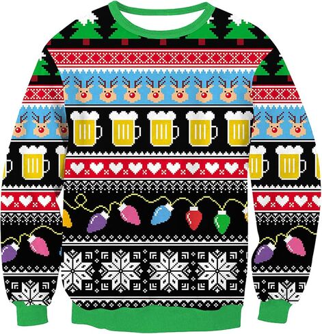yolsun Men Ugly Christmas Sweatshirt Unisex's Crewneck Novelty Casual Ugly Party Accessory for Xmas Party Celebration in Saudi Arabia