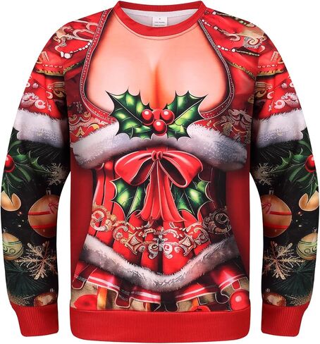 yolsun Men Ugly Christmas Sweatshirt Unisex's Crewneck Novelty Casual Ugly Party Accessory for Xmas Party Celebration in Saudi Arabia