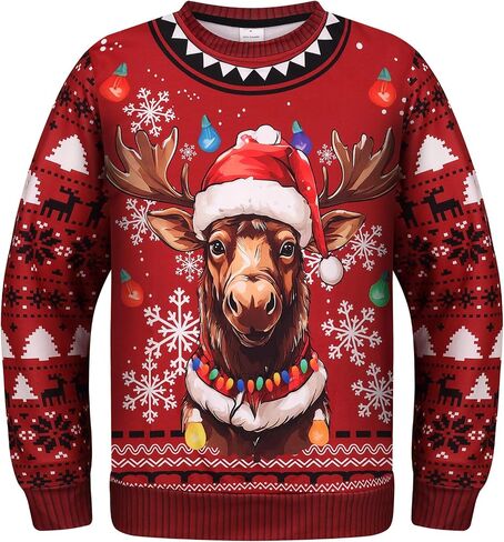 yolsun Men Ugly Christmas Sweatshirt Unisex's Crewneck Novelty Casual Ugly Party Accessory for Xmas Party Celebration in Saudi Arabia