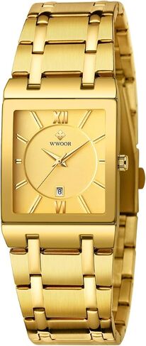 WWOOR Square Watches for Men Stainless Steel Mens Square Watch with Date Original Waterproof Analog Quartz Fashion Business Casual Wristwatch in Saudi Arabia