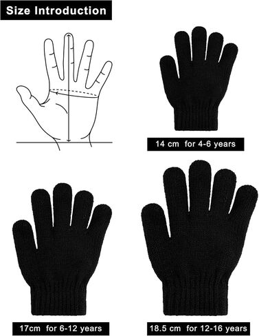 Cooraby 3 Pairs Kid's Winter Gloves Thick Cashmere Warm Knitted Gloves Children Cold Weather Gloves in Kuwait