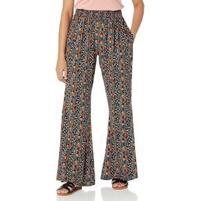 Angie Women's Flare Leg Smocked Waist Printed Pants