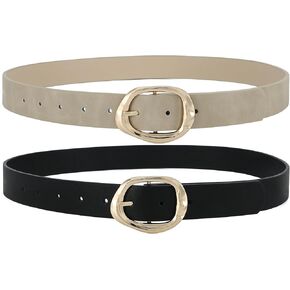 HOTWILL Women Belts for Jeans Pants Dresses Ladies Fashion Faux Leather Waist Belt with Gold Buckle