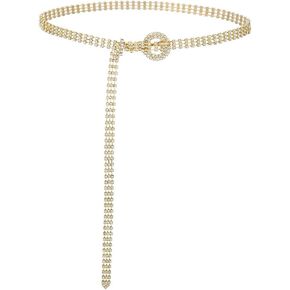 Urieo Women Rhinestone Belt for Dress Gold Bling Crystal Waist Belts Shiny Diamond Jeans Pants Ladies Chain Belt