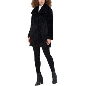 Kenneth Cole Women's Cozy Lightweight Textured Faux Fur Coat with Envelope Collar