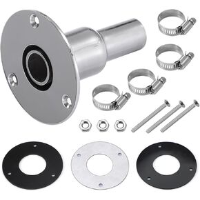 CarBole Thru Hull Exhaust Skin Fitting, 316 Stainless Steel, Fit for 24mm Inner Diameter Hose Tube Pipe with Bolts Nuts Gasket, for Diesel Parking Heaters (Straight)