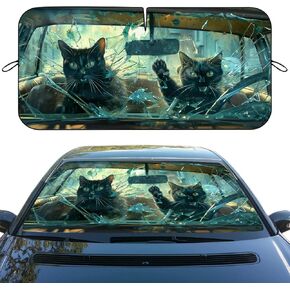 Funny Tiger Car Windshield Sunshade Folding Cool Novelty Animals Heatshield Front Window Car Sun ​Shade Windshield Rays Sun Shade Visor Protector for Car Sedan Truck SUV Accessories 59" L x 31.5" W