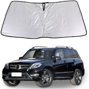 Car Windshield Sunshade Compatible with Mercedes-Benz GLK Class X204 2008-2015 Foldable Elastic Memory Steel Wire Front Windshield Sun Shade Blocks UV Rays and Heat Interior Protector