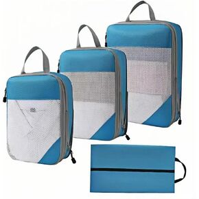Compression Packing Cubes, Travel Accessories, Expandable Packing Organizers (Light blue)