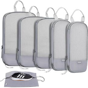 Voova 6 Set Compression Packing Cubes for Travel, Lightweight Suitcase Organizer Compression Bags,Travel Essentials for Carry on, Luggage Organizer Bags Set for Travel Accessories for Women Men,Black