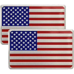 US American Metal Flag Decal Sticker - Emblem Made from Aluminum Alloy - Perfect for Any Vehicle, Truck, Car, Motorcycle, RV, Scooter, or SUV 3.14" x 2" 2 Pack