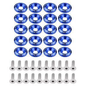20pcs Aluminum Bumper Washer, Engine Bumper Washer Bolt Kit(Blue)