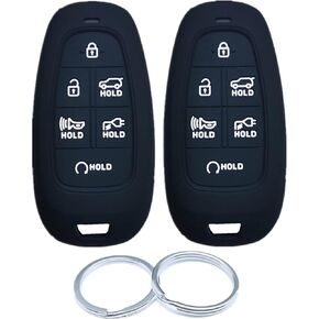2Pcs 6 Buttons Silicone Smart Remote Keyless Entry Key Fob Cover Shell for 2023 2022 2021 Hyundai IONIQ 5 Electric Vehicle Black