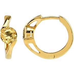 Silvershake 5MM Round Shape Gemstone White Gold Plated or Yellow Gold Plated or Black Rhodium Plated 925 Sterling Silver 0.6 Inch Huggie O Hoop Earrings Jewelry for Women