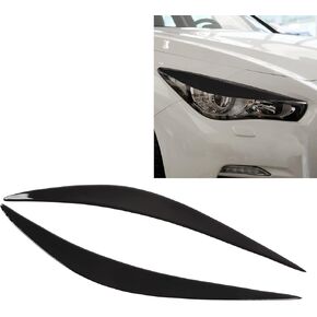 Q50 Eyelids For Infiniti Q50 Carbon Fiber Headlight Eyebrow Cover Front Lip 2pcs Headlight Eyebrow Cover Trim Headlamp Eyelid Glossy Black Replacement for Infiniti Q50 2014‑2019