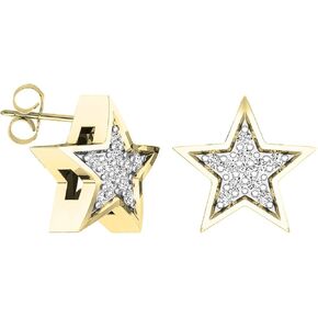 Dazzlingrock Collection 0.07 Cttw Round White Diamond Star Stud Earrings for Women in 14K Solid Gold