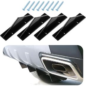4 PCS Car Rear Lower Bumper Wing Lip Diffuser, Anti-Crash Shark Fin Spoiler for Vehicle Wing Rear Bumper Decoration, Spoiler Fin Protector with Screw, Car Accessories (Straight Carbon Fiber)