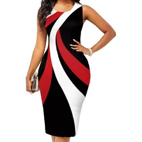 Bodycon Print Dresses for Women Elegant Midi Pencil Dress Outfits Business Casual Clubwear