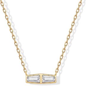 PAVOI 14K Gold Plated Dainty Tapered Baguette Cubic Zirconia Pendant Necklace | Trendy Chain Necklaces for Women