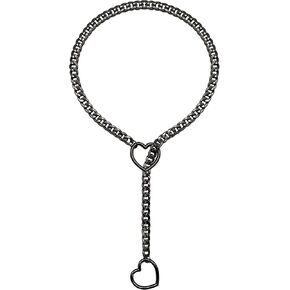 Slip Chain Necklace For Women, Black Heart O-Ring, Cuban Long Necklace Jewelry, Lariat Y-Necklace