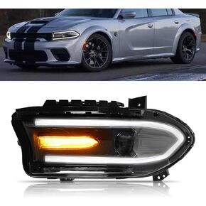 Headlight Compatible with Charger Dodge 2015-2019 w/LED DRL Right Passenger Side Direct Replacement Headlamp Assembly