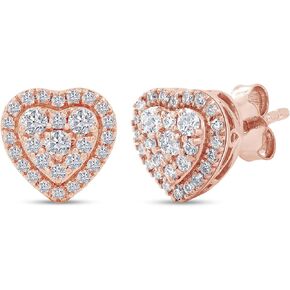Heart Stud Earrings 0.40 Carat (ctw) Lab Grown Diamond Stud Earrings For Women In 14k White Gold Over 925 Sterling Silver Jewelry Gifts For Her