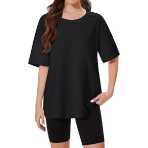 YUCOLEN Women's Oversized T Shirts Short Sleeve Cotton Crewneck Summer Tops Casual Loose Fit Basic Tee Shirts