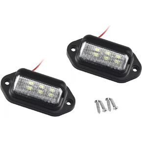 2 Pcs Xenon White LED License Plate Light For Truck SUV Trailer RV Boat as Step Courtesy Light,Dome/Cargo Lights/Under Hood Light 12V-24V Waterproof Lamp for Fishing Pontoon Kayak Yacht