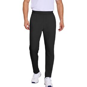 PINSPARK Men's Sweat Elastic Waist Golf Pants Stretch Relaxed Fit Pull on No Belt Loops Casual Dress Pants with Pockets in Kuwait