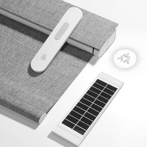 Motorized Blinds with Remote, Hub-Free Smart Blinds Work with Alexa, Automatic Roller Shades for Windows with Matter Motor, Cordless Blackout Blinds, Solar Panel, Rechargeable, Grey, 34*72